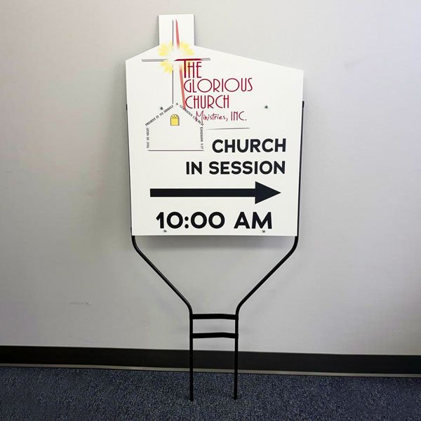 Church yard signs with H stakes