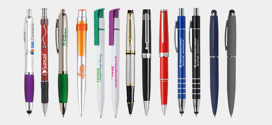 Custom printing on pens and markers nearby