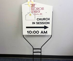 Church yard signs with H stakes